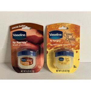 NEW Vaseline Lip Therapy Glowing Balm Cocoa Butter & Crème Brûlée 0.25 Oz Duo